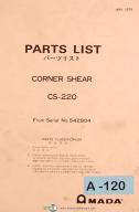 Amada CS-220, Corner Shear, English & Japanes, Parts List Manual Year (1979)