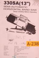 Acra China 330SA 13", Semi Auto Horizontal Band Saw, Operatons and Parts Manual