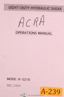 Acra China H-5210, Hydraulic Shear, Operations Manual Year (2004)