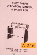 Acra China FS-F3616, GS-F5216, Foot Shear, Opeartors Manual & Parts List