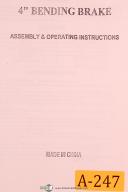 Acra China 4" Bending Brake, Assembly & Operating Instructions Manual