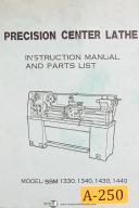 Acra China SSM 1330, 1340, 1430, 1440, Center Lathe, Instruction Manual & Parts