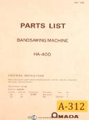 Amada HA-400, Band Saw Machine, Parts List Manual Year (1980)