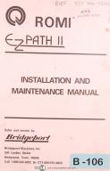 Bridgeport EZPATH II Romi, Milling Machine, Installation & Maintenance Manual