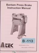Atek Bantam Press Brake, Instructions Operations and Parts Manual Year (1997)