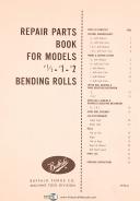 Buffalo Forge Bending Rolls, Instructions and Parts Manual Year (1968)