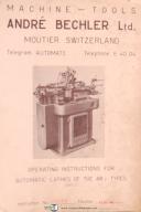 Bechler Automatic Lathes of the AR Types, Operation Instructions Manual