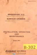 Bridgeport 815, Surface Grinder, Install Operation and Maint Manual Year (1977)