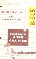 Benchmaster 4 Ton OBI Press, Service operations and Parts List Manual Year 1950