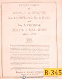 Brown & Sharpe No. 2, Univ. & Vertical Milling Machine, Repair Parts Manual 1943