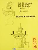 Brown & Sharpe 612, 618 & 718, Surface Grinder Machine, Service and Parts Manual
