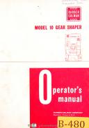 Barber Colman Model 10, Gear Shaper, Operations Manual Year (1972)