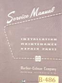 Barber Colman T Type, Taper Spline, Hobbing Machine Service Manual