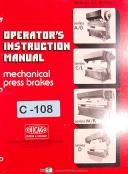 Chicago Dreis & Krump, AB CL MR & D, Mechanical Press Brakes, Operation Manual