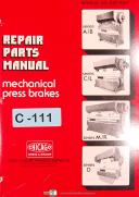 Chicago Dreis & Krump, AB CL ME & D, Mechanical Press Brake, Repair Parts Manual