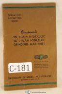 Cincinnati Operator's Instruct 10"14"-L Plain Hydraulic Grinding Machine Manual