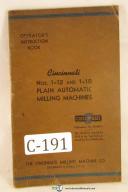 Cincinnati # 1-12 & 1-18 Plain Automatic Milling Machine Manual