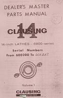 Clausing 14", 6900 Lathe, Service & Parts Manual Year (1965)
