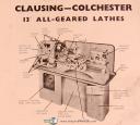 Clausing 13", Colchester Lathes, Instructions & Spare Parts Manual Year (1957)