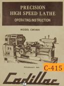 Cadillac CM1400, Precision Lathe, Operating Instructions Manual
