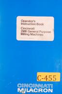 Cincinnati Milacron 2MK, Milling Machines, Operator's Instructions Manual 1975