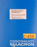 Cincinnati Milacron, 10H & 10HC, Pre-Install, Machining Center Manual 1979