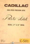 Cadillac 17" and 22" Swing, Lathe, Parts List Manual Year (1977)