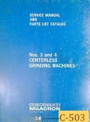 Cincinnati 3 and 4 Centerless Grinding, Service and Parts Manual 1948