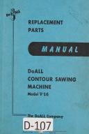 DoAll Contour Bandsaw Parts List Model V-16 Saw Machine Manual