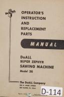 DoAll Bandsaw Operators Instruction and Parts Super Zephyr Mdl 36 Machine Manual