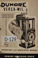 Dumore Versa-Mil Operations Lathe Grinder Mill Drilling Manual
