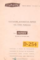 Duplomatic Filmatic, Filettatore Auto Rapido Per Torni Parralleli, Parts Manual