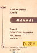 Doall ML and V16, Contour Sawing Machine, Replacement Parts Manual 1952