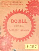 Doall G-10, Surface Grinder, Operator's Instruct & Replace Parts Manual Yr.1946