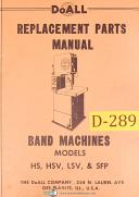 Doall HS, HSV LSV SFP, Band Saw Machines, Replacement Parts Manual Year (1954)