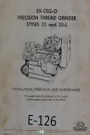 ExCello Operators Styles 33 33-L Precision Thread Grinder Machine Manual