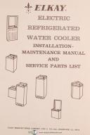 Elkay Refrigerated Water Cooler Service Instruction and Parts List Manual 1973