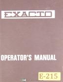 Exacto Universal Milling machine, Operations and Parts List Manual