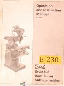 Ex-cell-o Style 602, Ram turret Milling, No. 52641 Operations Parts Manual