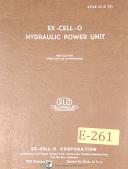 Ex-cell-o Style 22 & 22L, Quill Type Hydro Power Unit, Operations & Manual 1956