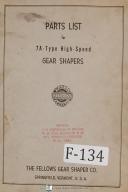 Fellows 7A Type Gear Shapers Machine Parts Lists Manual Year (1969)