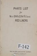 Fellows 8M and 20M Red Liners Machine Parts Lists Manual (Year 1956)