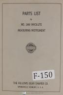 Fellows No 24M Involute Measruing Instrument Parts Lists Manual (Year 1959)