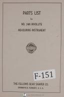 Fellows No. 24M Involute Measuring Instrument Parts Lists Manual (Year 1959)