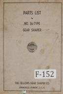 Fellows No. 36 Type Gear Shaper Machine Parts Lists Manual (Year 1960)