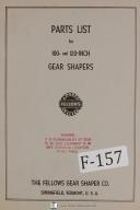 Fellows 100 Inch and 120 Inch Gear Shaper Machine Parts Lists Manual Year (1958)