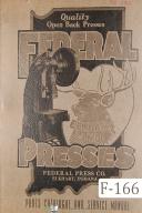 Federal Press Parts No 1-7 Openback Inclinable Punch Press Manual