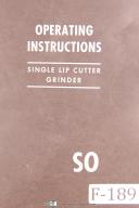 Feinmechanik GMBH, Deckel, Single Lip Cutter Grinder, Operations Manual