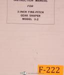 Fellows Model 3-2, 3" Fine Pitch, Gear Shaper, Instruction and Parts Manual 1953