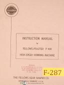 Fellows Pfauter P-400, Hobbing Machine, Instructions Manual 1964